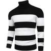 COOFANDY Mens Ribbed Slim Fit Knitted Pullover Casual Turtleneck Sweater(Striped-white & Black)