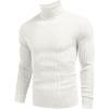 COOFANDY Mens Ribbed Slim Fit Knitted Pullover Casual Turtleneck Sweater(White)