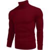 COOFANDY Mens Ribbed Slim Fit Knitted Pullover Casual Turtleneck Sweater(Wine Red)