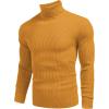 COOFANDY Mens Ribbed Slim Fit Knitted Pullover Casual Turtleneck Sweater(Yellow)