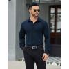 COOFANDY Mens Stretch Dress Shirts Muscle Fit Wrinkle Free Long Sleeve Button Down Shirt Business Casual Shirts(Deep Blue)