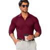 COOFANDY Mens Stretch Dress Shirts Muscle Fit Wrinkle Free Long Sleeve Button Down Shirt Business Casual Shirts(Deep Red)