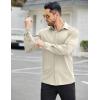 COOFANDY Mens Stretch Dress Shirts Muscle Fit Wrinkle Free Long Sleeve Button Down Shirt Business Casual Shirts(Khaki)