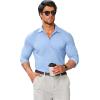 COOFANDY Mens Stretch Dress Shirts Muscle Fit Wrinkle Free Long Sleeve Button Down Shirt Business Casual Shirts(Light Blue)