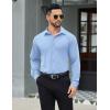 COOFANDY Mens Stretch Dress Shirts Muscle Fit Wrinkle Free Long Sleeve Button Down Shirt Business Casual Shirts(Light Blue)