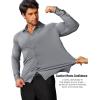 COOFANDY Mens Stretch Dress Shirts Muscle Fit Wrinkle Free Long Sleeve Button Down Shirt Business Casual Shirts(Light Grey)