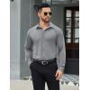 COOFANDY Mens Stretch Dress Shirts Muscle Fit Wrinkle Free Long Sleeve Button Down Shirt Business Casual Shirts(Light Grey)