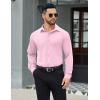 COOFANDY Mens Stretch Dress Shirts Muscle Fit Wrinkle Free Long Sleeve Button Down Shirt Business Casual Shirts(Light Pink)