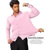 COOFANDY Mens Stretch Dress Shirts Muscle Fit Wrinkle Free Long Sleeve Button Down Shirt Business Casual Shirts(Light Pink)