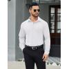 COOFANDY Mens Stretch Dress Shirts Muscle Fit Wrinkle Free Long Sleeve Button Down Shirt Business Casual Shirts(White)