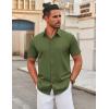 COOFANDY Men’s Stretch Dress Shirts Short Sleeve Wrinkle Free Casual Button Down Shirts(Army Green)
