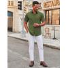 COOFANDY Men’s Stretch Dress Shirts Short Sleeve Wrinkle Free Casual Button Down Shirts(Army Green)