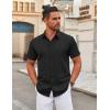 COOFANDY Men’s Stretch Dress Shirts Short Sleeve Wrinkle Free Casual Button Down Shirts(Black)