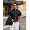 COOFANDY Men’s Stretch Dress Shirts Short Sleeve Wrinkle Free Casual Button Down Shirts(Black)