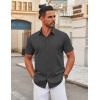 COOFANDY Men’s Stretch Dress Shirts Short Sleeve Wrinkle Free Casual Button Down Shirts(Dark Grey)