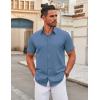 COOFANDY Men’s Stretch Dress Shirts Short Sleeve Wrinkle Free Casual Button Down Shirts(Grayish Blue)