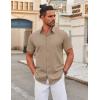 COOFANDY Men’s Stretch Dress Shirts Short Sleeve Wrinkle Free Casual Button Down Shirts(Khaki)