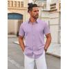 COOFANDY Men’s Stretch Dress Shirts Short Sleeve Wrinkle Free Casual Button Down Shirts(Lavender)