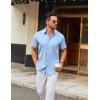COOFANDY Men’s Stretch Dress Shirts Short Sleeve Wrinkle Free Casual Button Down Shirts(Light Blue)