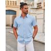 COOFANDY Men’s Stretch Dress Shirts Short Sleeve Wrinkle Free Casual Button Down Shirts(Light Blue)