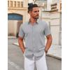 COOFANDY Men’s Stretch Dress Shirts Short Sleeve Wrinkle Free Casual Button Down Shirts(Light Grey)
