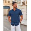 COOFANDY Men’s Stretch Dress Shirts Short Sleeve Wrinkle Free Casual Button Down Shirts(Navy Blue)