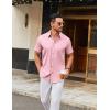 COOFANDY Men’s Stretch Dress Shirts Short Sleeve Wrinkle Free Casual Button Down Shirts(Pink)