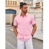 COOFANDY Men’s Stretch Dress Shirts Short Sleeve Wrinkle Free Casual Button Down Shirts(Pink)
