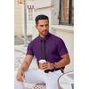 COOFANDY Men’s Stretch Dress Shirts Short Sleeve Wrinkle Free Casual Button Down Shirts(Purple)