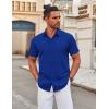 COOFANDY Men’s Stretch Dress Shirts Short Sleeve Wrinkle Free Casual Button Down Shirts(Royal Azure)