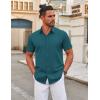 COOFANDY Men’s Stretch Dress Shirts Short Sleeve Wrinkle Free Casual Button Down Shirts(Teal)