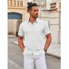 COOFANDY Men’s Stretch Dress Shirts Short Sleeve Wrinkle Free Casual Button Down Shirts(White)