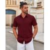 COOFANDY Men’s Stretch Dress Shirts Short Sleeve Wrinkle Free Casual Button Down Shirts(Wine Red)