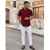 COOFANDY Men’s Stretch Dress Shirts Short Sleeve Wrinkle Free Casual Button Down Shirts(Wine Red)