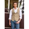 COOFANDY Men’s Suede Leather Vest Cowboy Western Waistcoat Casual Slim Fit Suit Vest(Beige)