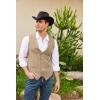 COOFANDY Men’s Suede Leather Vest Cowboy Western Waistcoat Casual Slim Fit Suit Vest(Beige)