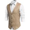 COOFANDY Men’s Suede Leather Vest Cowboy Western Waistcoat Casual Slim Fit Suit Vest(Beige (With Pattern))