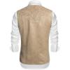 COOFANDY Men’s Suede Leather Vest Cowboy Western Waistcoat Casual Slim Fit Suit Vest(Beige (With Pattern))