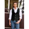 COOFANDY Men’s Suede Leather Vest Cowboy Western Waistcoat Casual Slim Fit Suit Vest(Black)