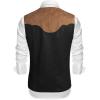 COOFANDY Men’s Suede Leather Vest Cowboy Western Waistcoat Casual Slim Fit Suit Vest(Black& Khaki(with Pattern))