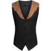 COOFANDY Men’s Suede Leather Vest Cowboy Western Waistcoat Casual Slim Fit Suit Vest(Black& Khaki(with Pattern))