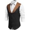 COOFANDY Men’s Suede Leather Vest Cowboy Western Waistcoat Casual Slim Fit Suit Vest(Black& Khaki(with Pattern))