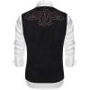 COOFANDY Men’s Suede Leather Vest Cowboy Western Waistcoat Casual Slim Fit Suit Vest(Black (With Pattern))