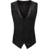 COOFANDY Men’s Suede Leather Vest Cowboy Western Waistcoat Casual Slim Fit Suit Vest(Black (With Pattern))