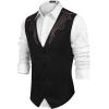 COOFANDY Men’s Suede Leather Vest Cowboy Western Waistcoat Casual Slim Fit Suit Vest(Black (With Pattern))