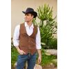 COOFANDY Men’s Suede Leather Vest Cowboy Western Waistcoat Casual Slim Fit Suit Vest(Brown)