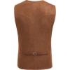 COOFANDY Men’s Suede Leather Vest Cowboy Western Waistcoat Casual Slim Fit Suit Vest(Brown)