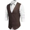 COOFANDY Men’s Suede Leather Vest Cowboy Western Waistcoat Casual Slim Fit Suit Vest(Coffee (With Pattern))