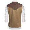 COOFANDY Men’s Suede Leather Vest Cowboy Western Waistcoat Casual Slim Fit Suit Vest(Coffe&khaki(with Pattern))