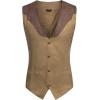COOFANDY Men’s Suede Leather Vest Cowboy Western Waistcoat Casual Slim Fit Suit Vest(Coffe&khaki(with Pattern))